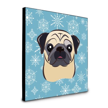 Carolines Treasures 8 x 8 x 0.625 in. Snowflake Fawn Pug Artwork Panel Wall Decor BB1696UP88